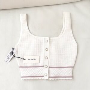 Aritzia Babaton Sculpt Knit Button Tank/ white/ pink/ new with tag